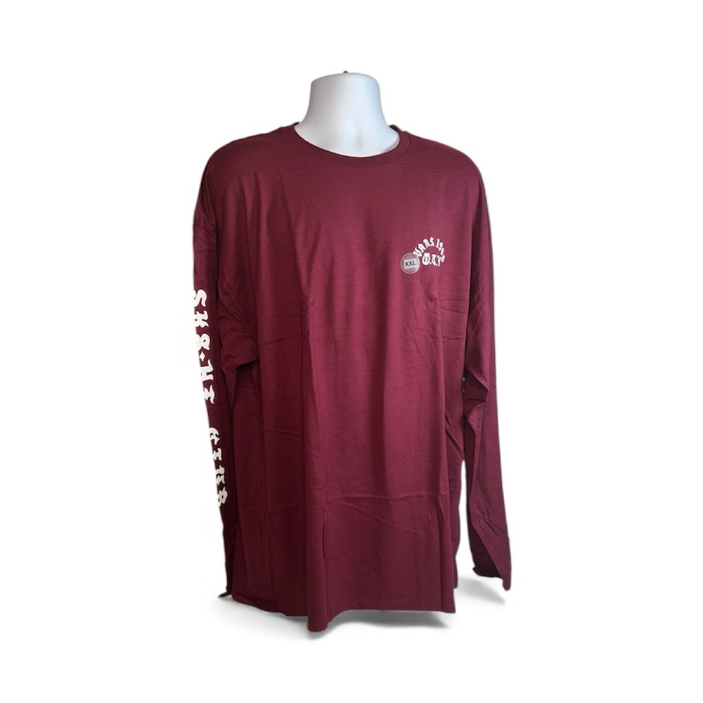 👕NWT MENS VANS LONG SLEEVE SK8 HI CLUB SHIRT IN BURGUNDY SIZE XXL